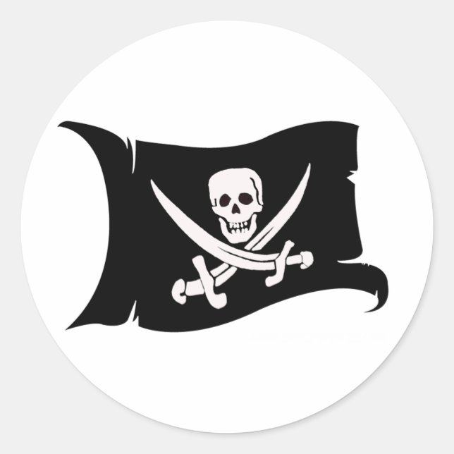 Pegatina Redonda Bandera que agita #10 Jack Rackham (Anverso)