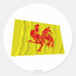 Pegatina Redonda Bandera que agita de la región valona