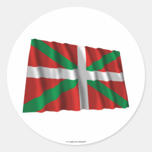 Pegatina Redonda Bandera que agita de País Vasco (Euskadi)