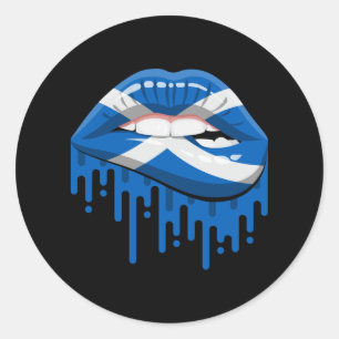 Pegatina Redonda Bandera raíz orgullo labios Escocia