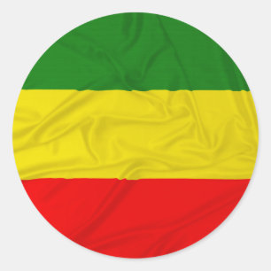 Pegatina Redonda Bandera rastafari arrugada