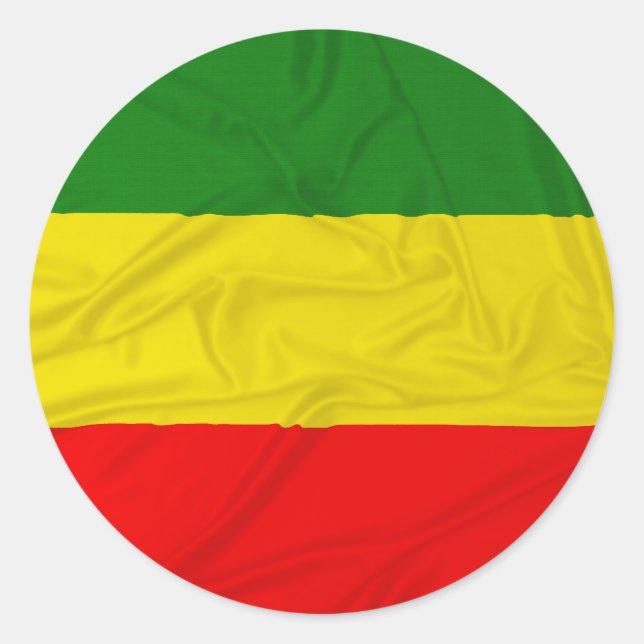 Pegatina Redonda Bandera rastafari arrugada (Anverso)
