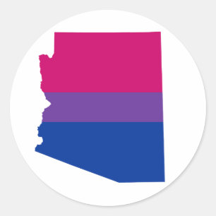 Pegatina Redonda bandera rayada bisexual del orgullo de Arizona