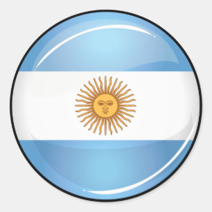 Pegatina Redonda Bandera redonda brillante de la Argentina