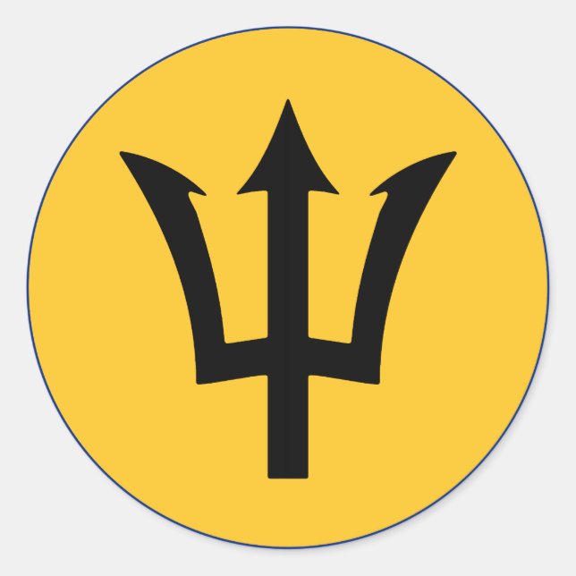 Pegatina Redonda Bandera redonda de Barbados (Anverso)