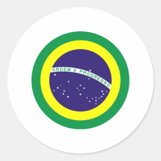 Pegatina Redonda Bandera redonda de Brasil