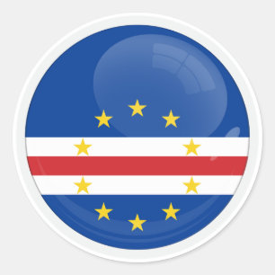Pegatina Redonda Bandera redonda de Cabo Verde