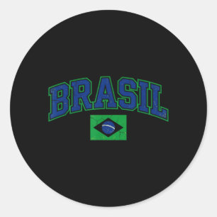 Pegatina Redonda Bandera Regalo Brasil Fan Vintage Samba