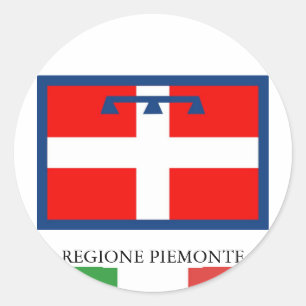 Pegatina Redonda Bandera regional de Piemonte