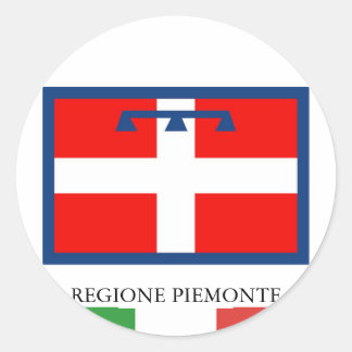 Pegatina Redonda Bandera regional de Piemonte