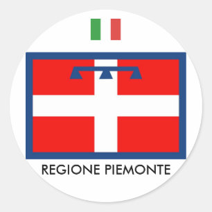 Pegatina Redonda Bandera regional de Piemonte