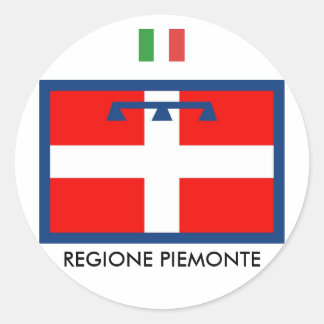 Pegatina Redonda Bandera regional de Piemonte