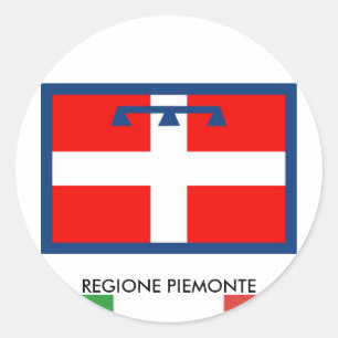 Pegatina Redonda Bandera regional de Piemonte