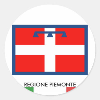 Pegatina Redonda Bandera regional de Piemonte
