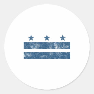 Pegatina Redonda Bandera retro azul de Washington Dc Distrito de Co