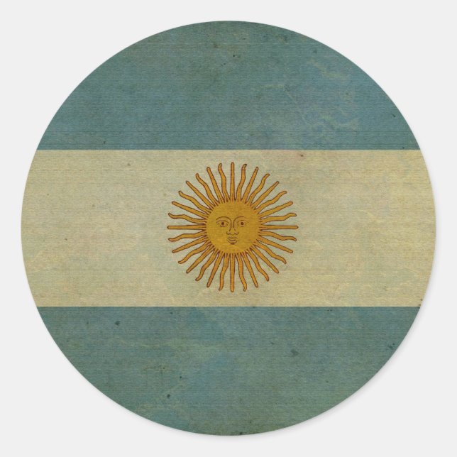 Pegatina Redonda Bandera retro vintage de Argentina (Anverso)