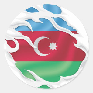 Pegatina Redonda Bandera robada de Azerbaiyán