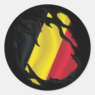 Pegatina Redonda Bandera robada de Bélgica