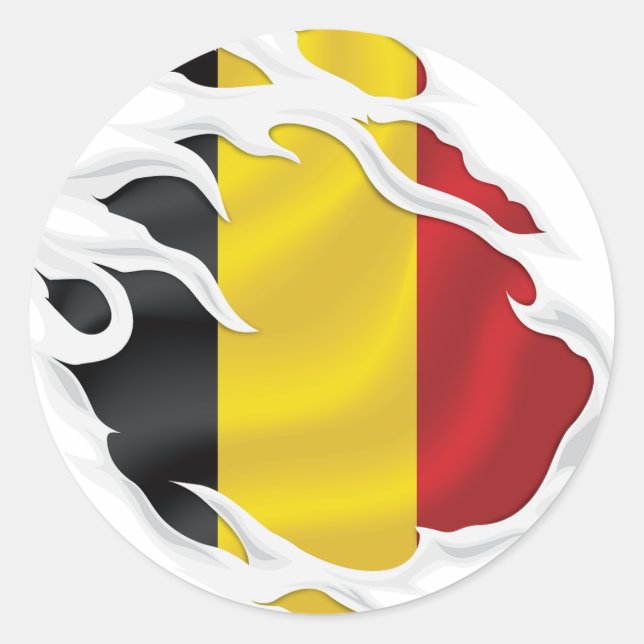 Pegatina Redonda Bandera robada de Bélgica (Anverso)