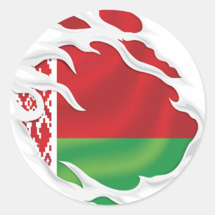 Pegatina Redonda Bandera robada de Bielorrusia