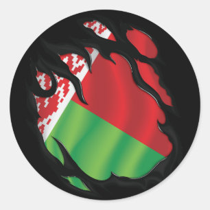 Pegatina Redonda Bandera robada de Bielorrusia