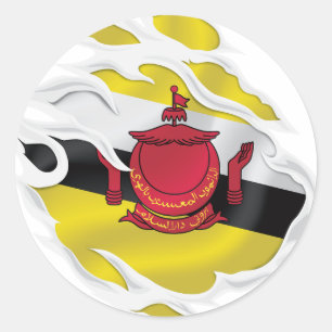 Pegatina Redonda Bandera robada de Brunei Darussalam