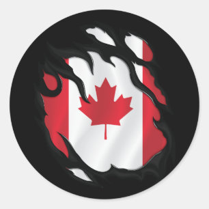 Pegatina Redonda Bandera robada de Canadá