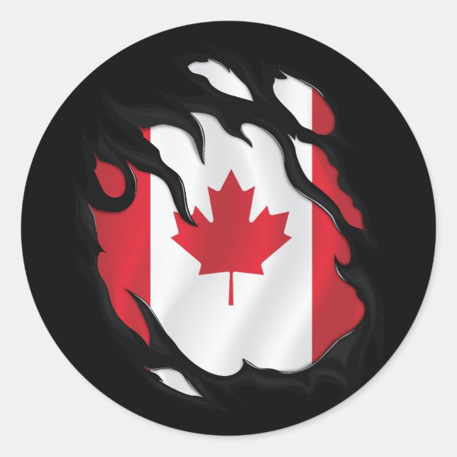 Pegatina Redonda Bandera robada de Canadá (Anverso)