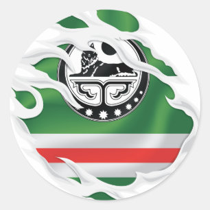 Pegatina Redonda Bandera robada de Chechenia