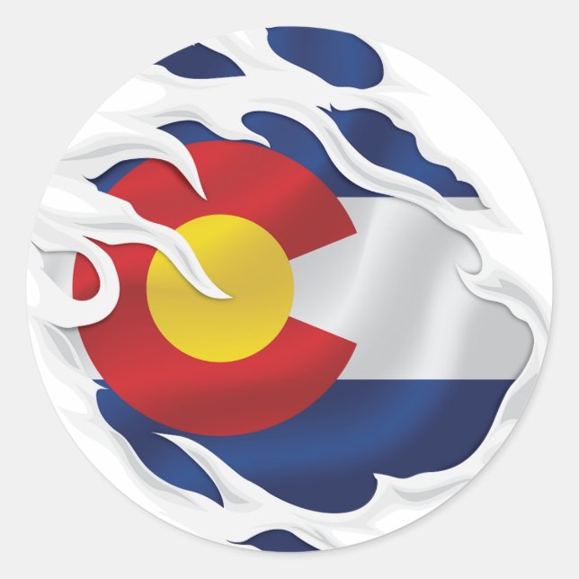 Pegatina Redonda Bandera robada de Colorado (Anverso)