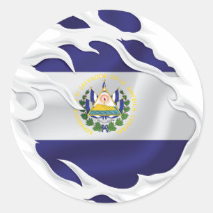 Pegatina Redonda Bandera robada de El Salvador