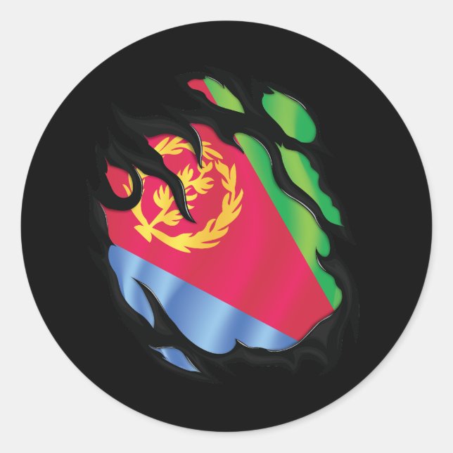 Pegatina Redonda Bandera robada de Eritrea (Anverso)