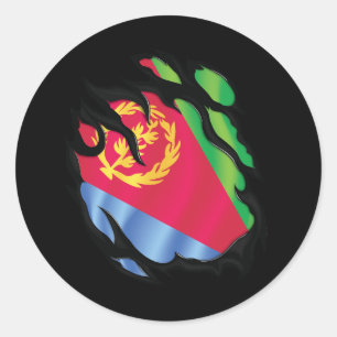 Pegatina Redonda Bandera robada de Eritrea
