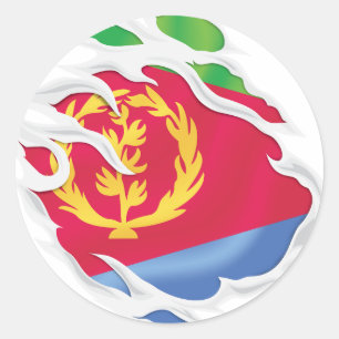Pegatina Redonda Bandera robada de Eritrea