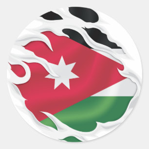 Pegatina Redonda Bandera robada de Jordania