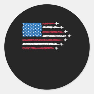 Pegatina Redonda Bandera Roja Blanca Azul Patriótica De Caza Usa 4º