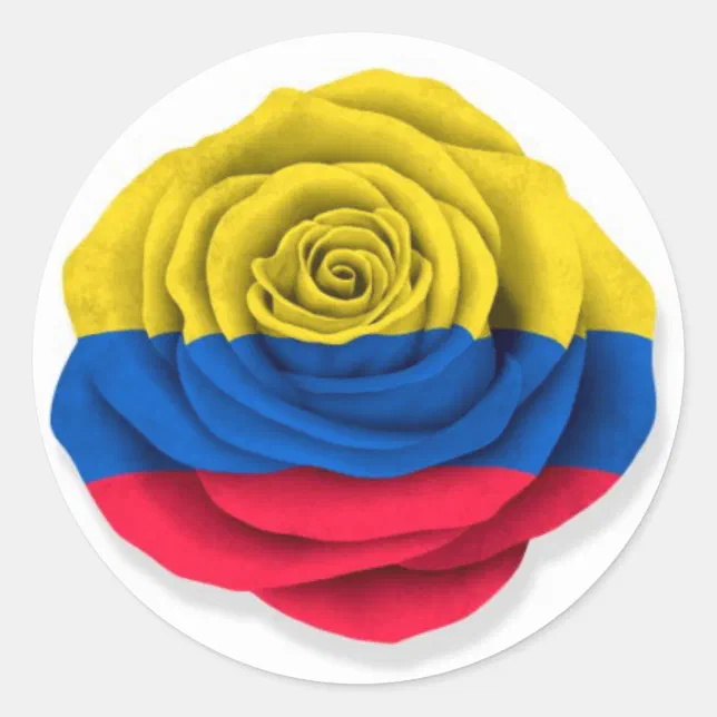 Pegatina Redonda Bandera Rosa colombiana en blanco | Zazzle.es