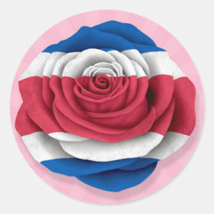 Pegatina Redonda Bandera Rosa costarricense en rosa
