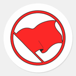 Pegatina Redonda Bandera rosa del Naranja rojo sin símbolo en blanc