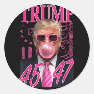 Pegatina Redonda Bandera rosa divertida Trump Bubble Gum 1776