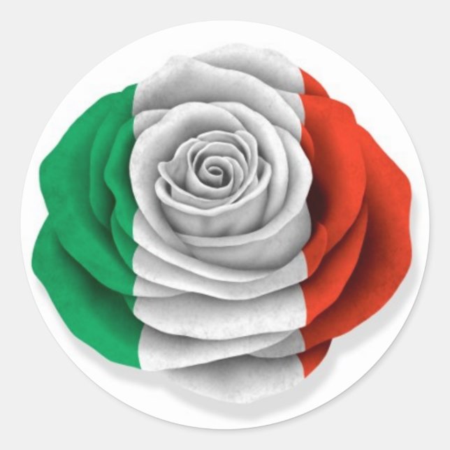 Pegatina Redonda Bandera Rosa italiana en blanco (Anverso)