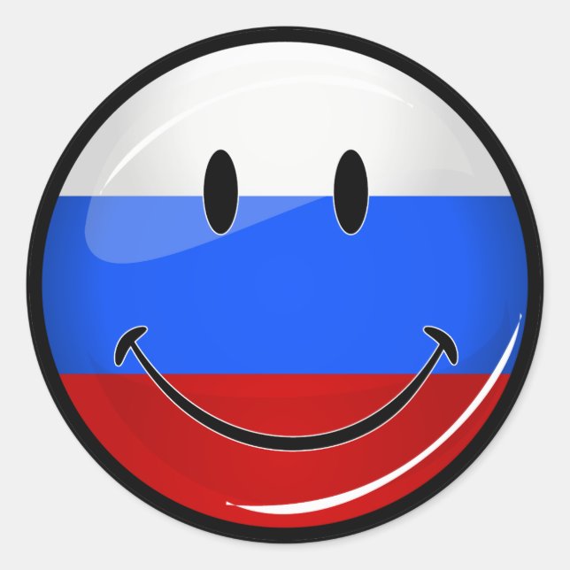 Pegatina Redonda Bandera rusa sonriente (Anverso)
