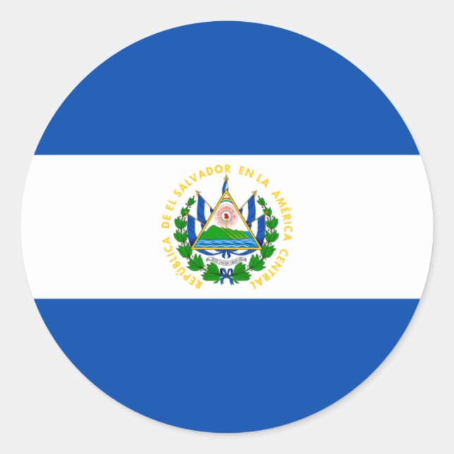 Pegatina Redonda Bandera salvadoreña, bandera de El Salvador (Anverso)