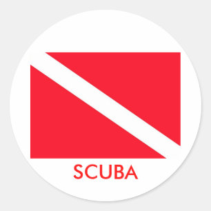 Pegatina Redonda Bandera SCUBA