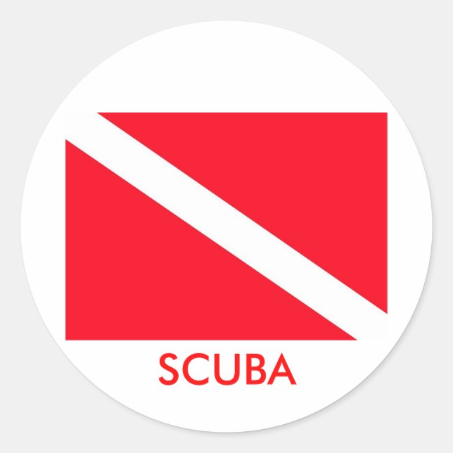 Pegatina Redonda Bandera SCUBA (Anverso)