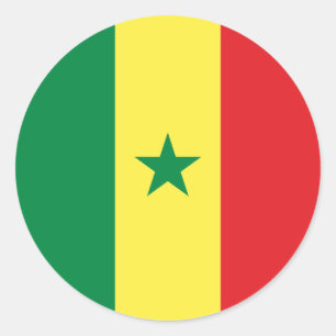 Pegatina Redonda Bandera senegalesa, bandera de Senegal