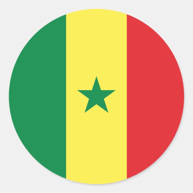 Pegatina Redonda Bandera senegalesa, bandera de Senegal (Anverso)