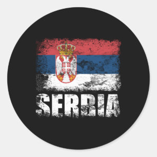 Pegatina Redonda Bandera serbia