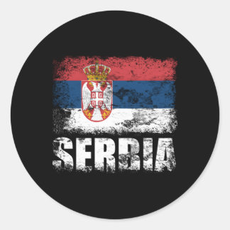 Pegatina Redonda Bandera serbia