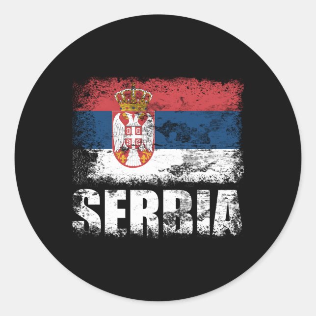 Pegatina Redonda Bandera serbia (Anverso)